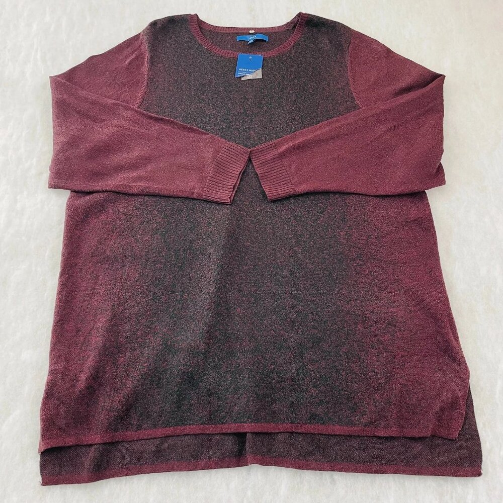 Apt. 9 Womens Maroon Two Tone Marled Knit High Low Hem Tunic Sweater Size 3X